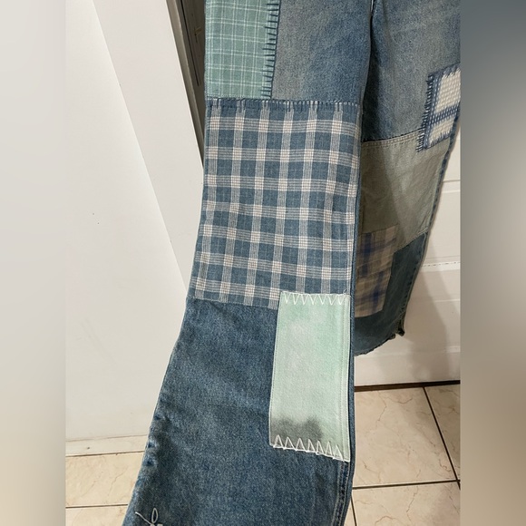 FREE PEOPLE STEINBECK PATCHED STRAIGHT LEG JEANS Size 27 - Picture 7 of 16